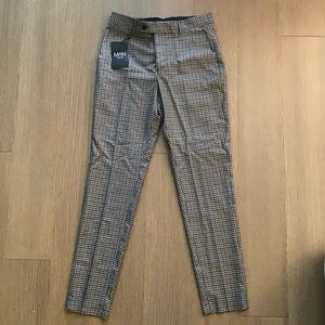 BoohooMan Gingham Skinny Fit Dress Pant